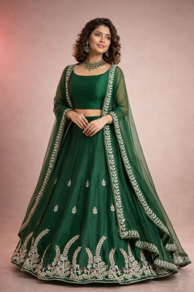 Women Handwork Lehenga with Bearberry Dupatta and Blouse