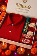 *Vihu-9 Stylish Gift Box for Men | Shirt, Perfume, Cotton Hanky & Chocolate | Best for Navratri & Diwali Gifting
