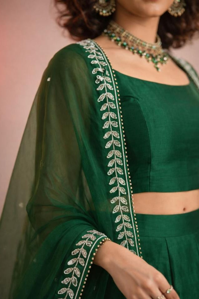 Women Handwork Lehenga with Bearberry Dupatta and Blouse