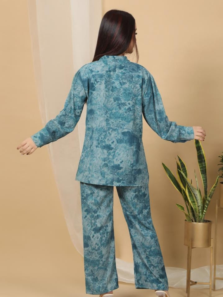 Women's Co-ord Set Crepe Shirt And Pant Set | Two Piece Co-ord Set | Casual Wear Co-ord Set